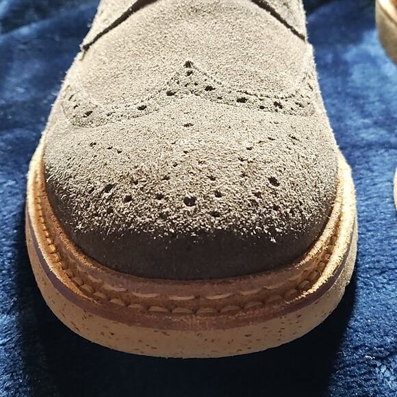 JOHNSTON MURPHY PEARCE SUEDE WINGTIP GREEN GRAY DERBY OXFORDS MENS 9.5 GUC - Picture 6 of 16